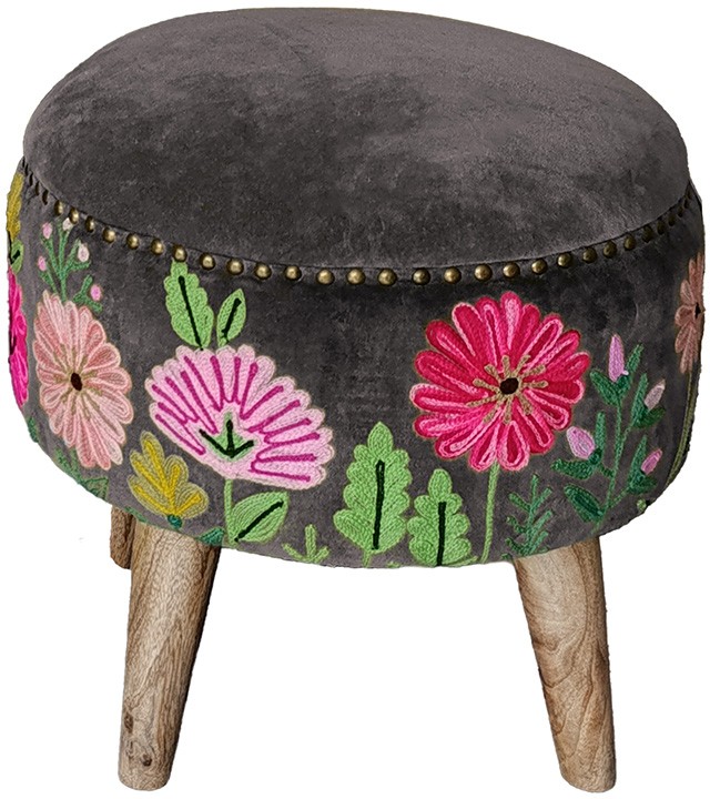 Boho Dark Dove Grey Footstool Boho Dark Dove Grey Footstool