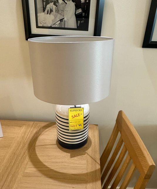 TL Blue White Stripe Lamp £79 TL Blue White Stripe Lamp £79