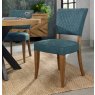 Portland Logan Rustic Oak Upholstered Chair - Azure Velvet Portland Logan Rustic Oak Upholstered Chair - Azure Velvet